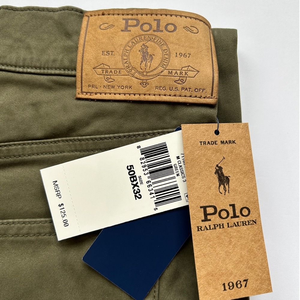 Polo Ralph Lauren Mens Classic Fit Stretch Pants Olive Green 50x32 NWT 50B 50G - Picture 5 of 12
